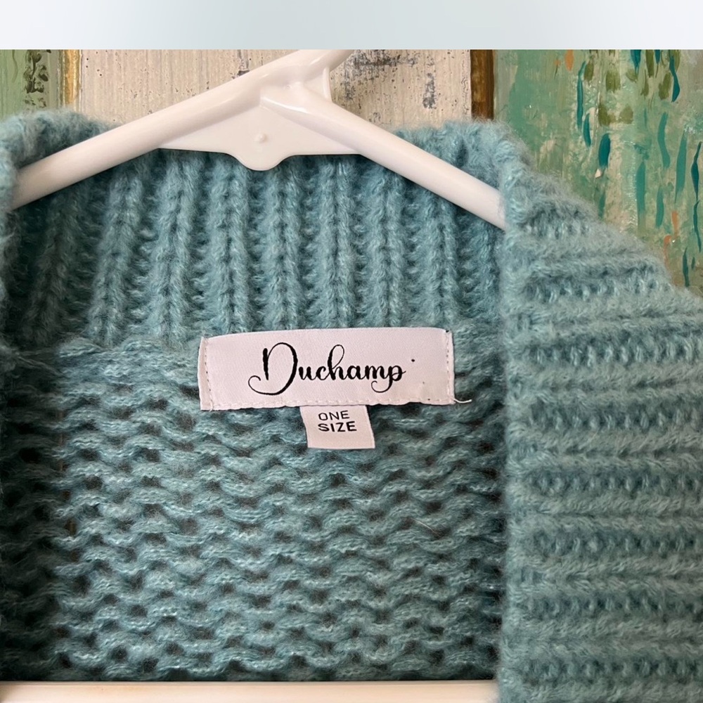 Anthropologie Duchamp Blue Cardigan with Floral Accents - Picture 5 of 5